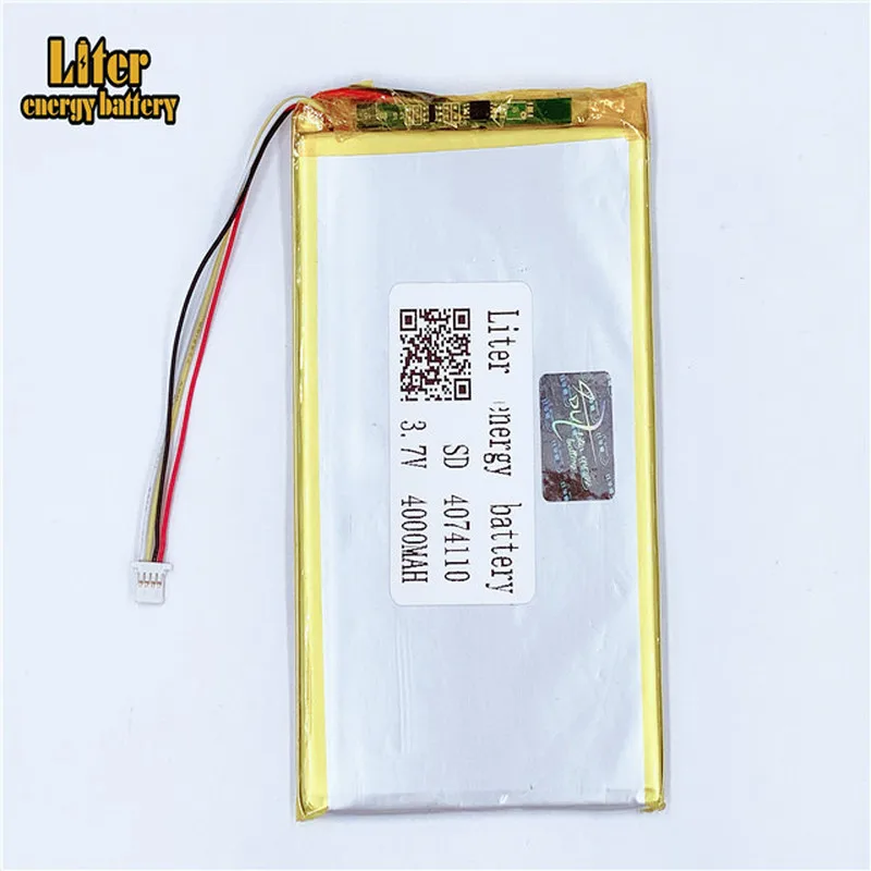 プラグ 1.0-4 P 4074110 4075110 3.7 V 4000 8000mah タブレット Pc リポバッテリー充電式電池とフル容量