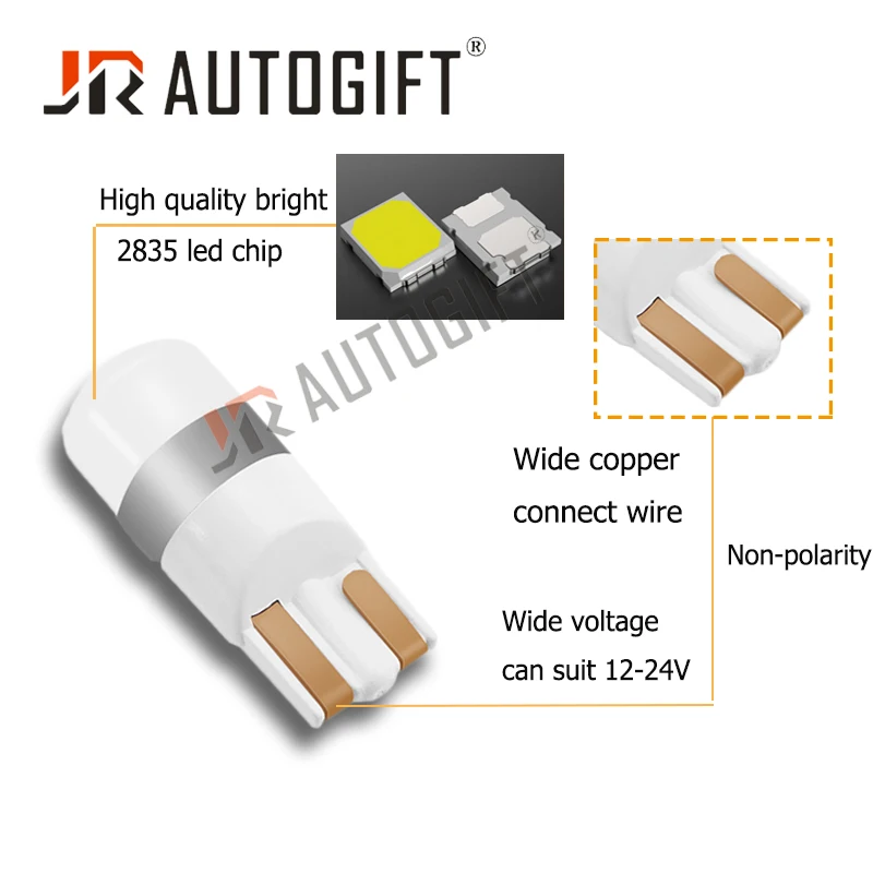 20x Signal Lamp 2835 T10 3528 2Led Car Bulb W5W T10 Led Lamp For Cars 12-24V nonpolarity Auto Clearance Backup Light Car Styling