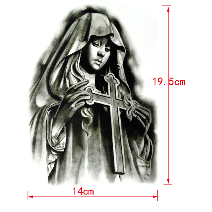 Prayer nuns Waterproof Temporary Tattoo sticker God's daughter Fake Tattoo body art Henna Tatoo sleeve sexo harajuku men