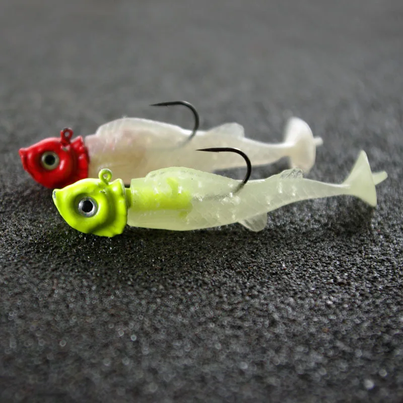 Night Fishing Lure Glow Live Super Fish Windless MUSTAD Single Hook Jig Head Soft Bait 9g 16g