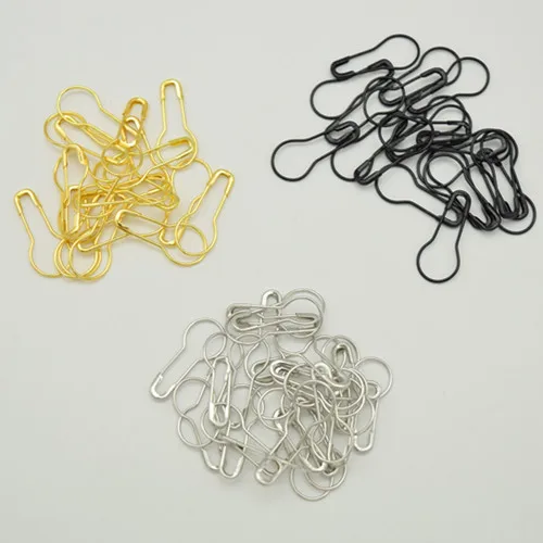 1000 pcs three color black gold silver Pear Shaped Black Iron metal safety pins IRON safety pins   length (20mm)