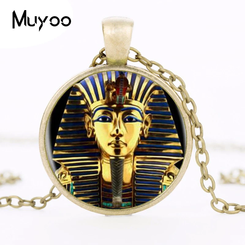 King Tut Logo Pendant Necklace Tutankhamun Golden King Art Handmade Resin Vintage Necklace Egyptian Jewelry Women Gift HZ1