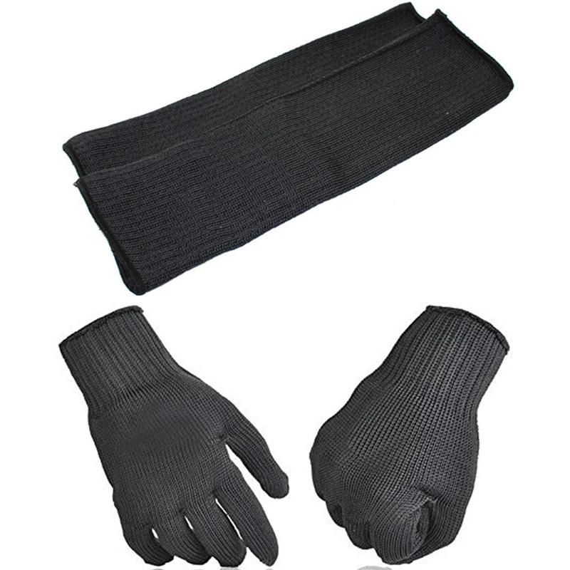 Guantes de trabajo de seguridad a prueba de cortes y manga de brazo a prueba de puñaladas, protector de mano anticuchillo, brazalete protector para el lugar de trabajo, alambre de acero inoxidable