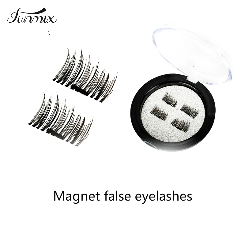 Professional 3D Magnetic Eyelashes Natural Glue-Free Long Reusable Fake False Eye Lashes Extension Handmade 4PCS