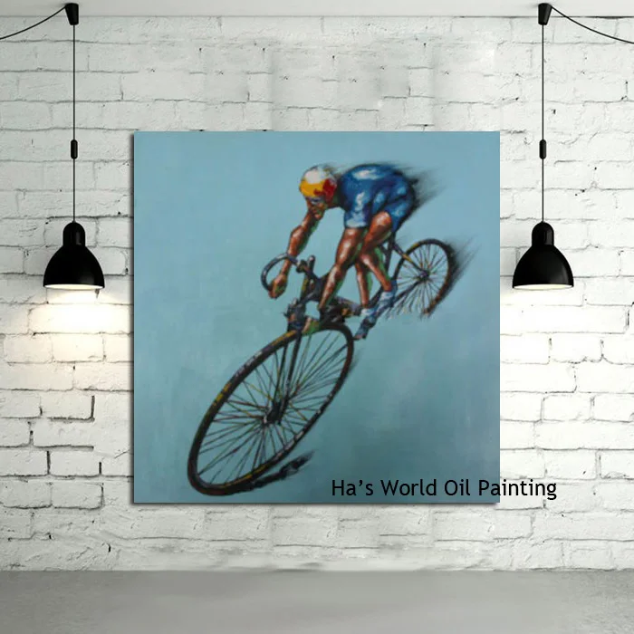 

Hand Painted Oil Painting On Canvas Ride Bicycle Art Paintings Modern Decoration Wall Art Living Room Decor Picture No Frame