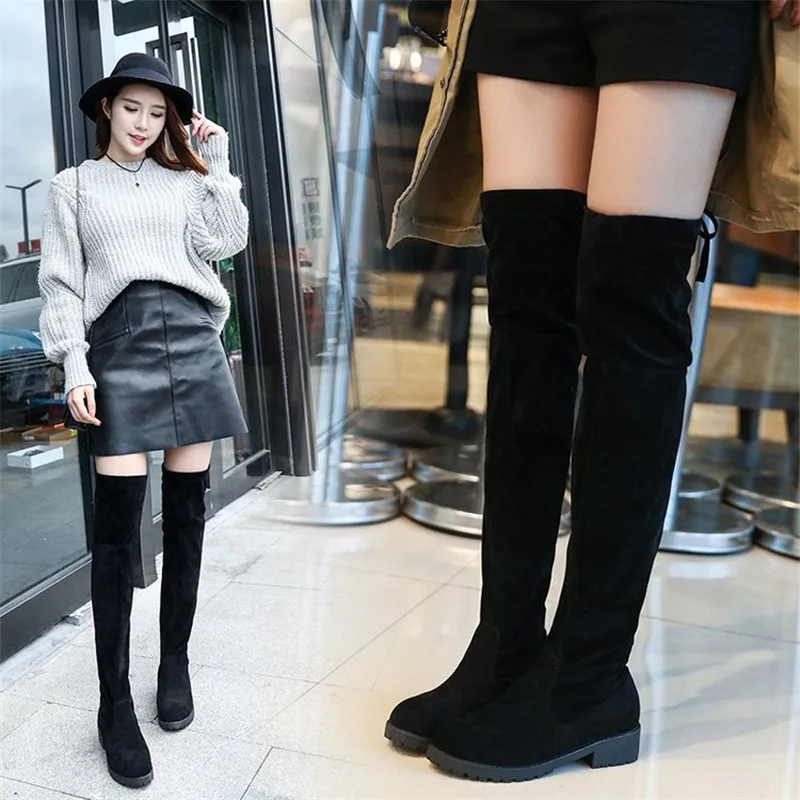 Were thin over the knee high boots women 2019 winter shoes woman Europe Canada plus Cotton long Party boots Casual ladies shoes