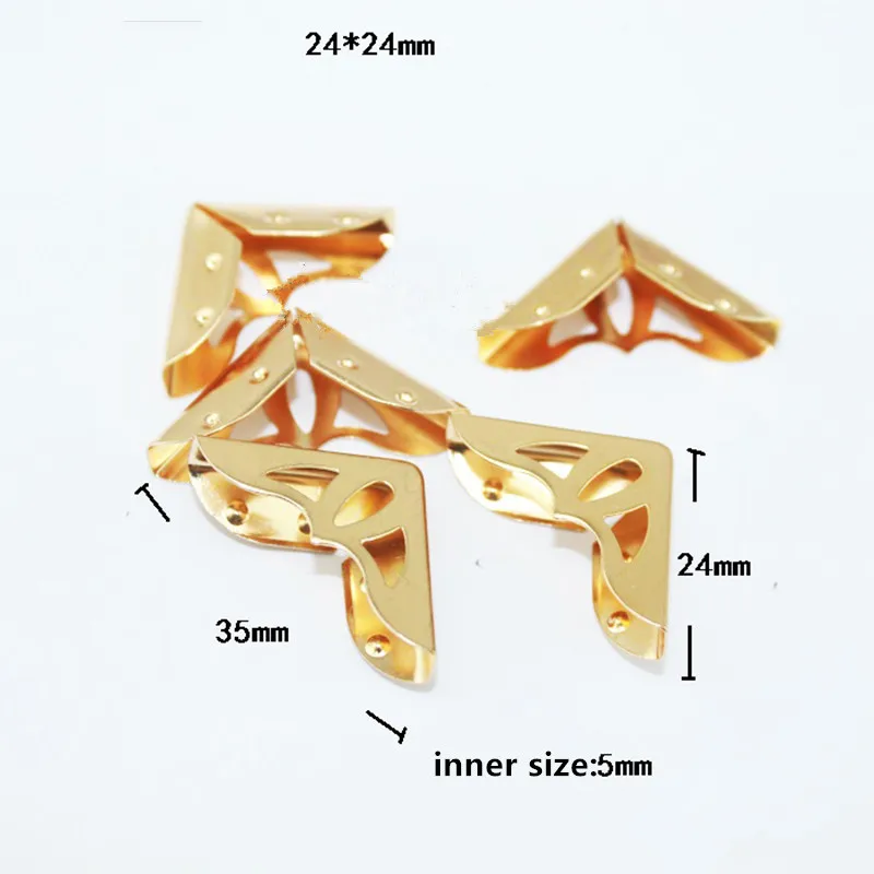 

Wholesale Rose Gold Book Scrapbooking Albums Menus Corner Protectors Metal Hollow Corners For Books,24*24*5mm,Fit 5mm,200Pcs