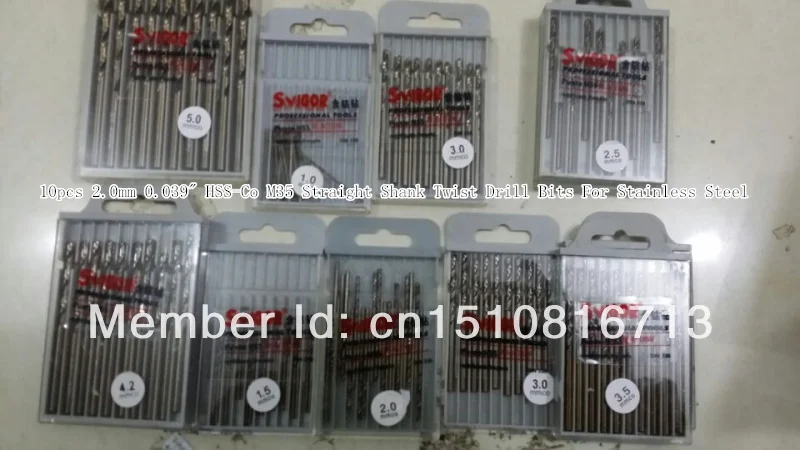 

10pcs 5mm 0.1969" HSS-Co M35 Straight Shank Twist Drill Bits For Stainless Steel