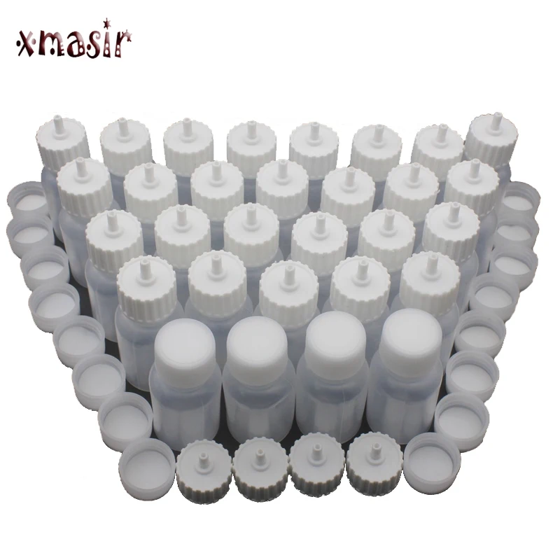 

30pcs 30ML Henna Nozzle Applicator Drawing Bottle, Labels Henna Tattoo JAC Squeezable Dropper Bottles With Double Caps For Paste