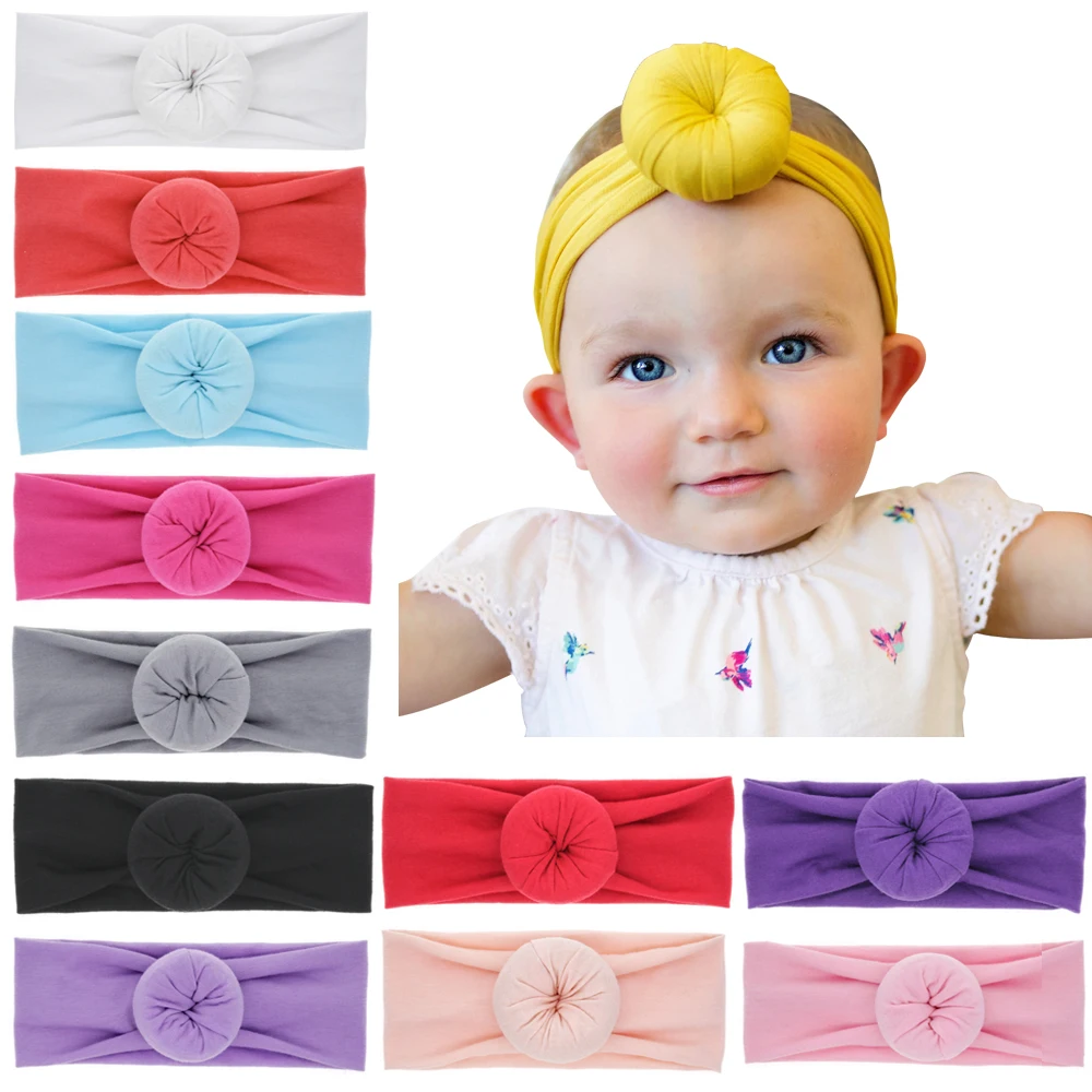 Top Selling Newborn Kids Handmade Soft Nylon Headbands Knotted Hair Bow Headband,Kids Girls Hair Accessories 36pc/lot