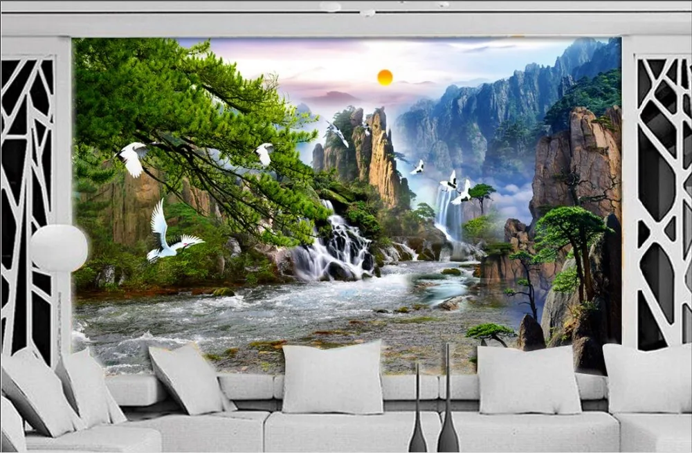 

Custom 3d photo wall paper Welcome Song water TV backdrop mural wallpape Home Decoration 3d wallpaper mural