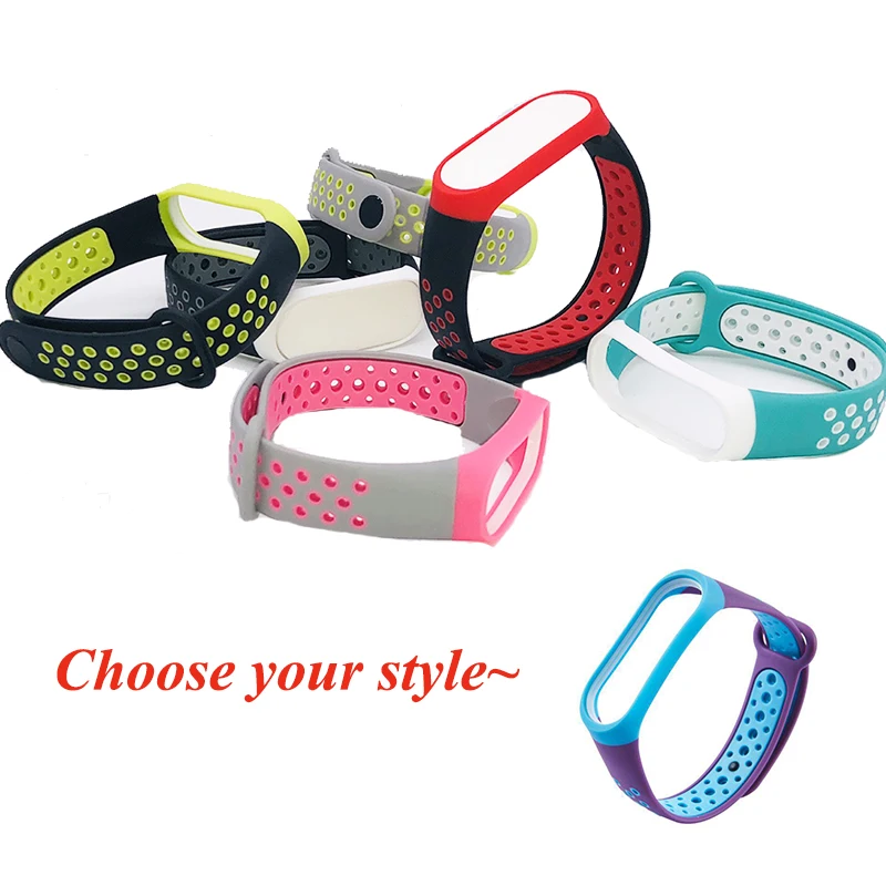 Puseira de silicone colorida para relógio inteligente, para mi band 3, 4