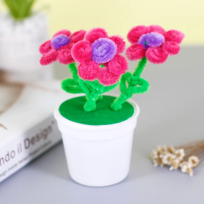 

Diy Flower Pot Multicolour Chenille Stems Pipe Cleaners Handmade Children Toys Art Craft Material Kids Creativity Handicraft