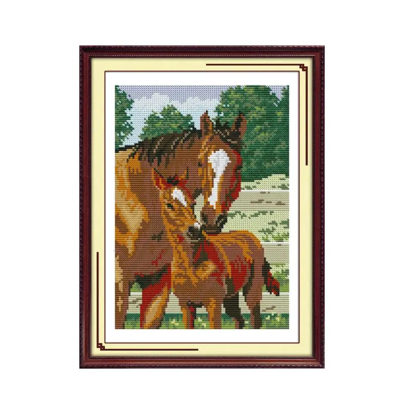 Horse animal pattern cross stitch kit, horse to success, immediately rich, good wishes handmade embroidery decorations