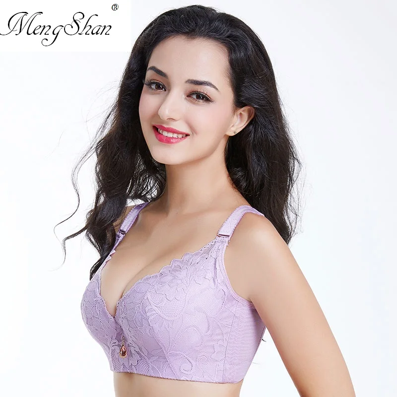 

Women's Bras Big Size Lady's big chest is small Fat MM200 catty lace Gather and adjust CDE cup without steel ring Large bra cup