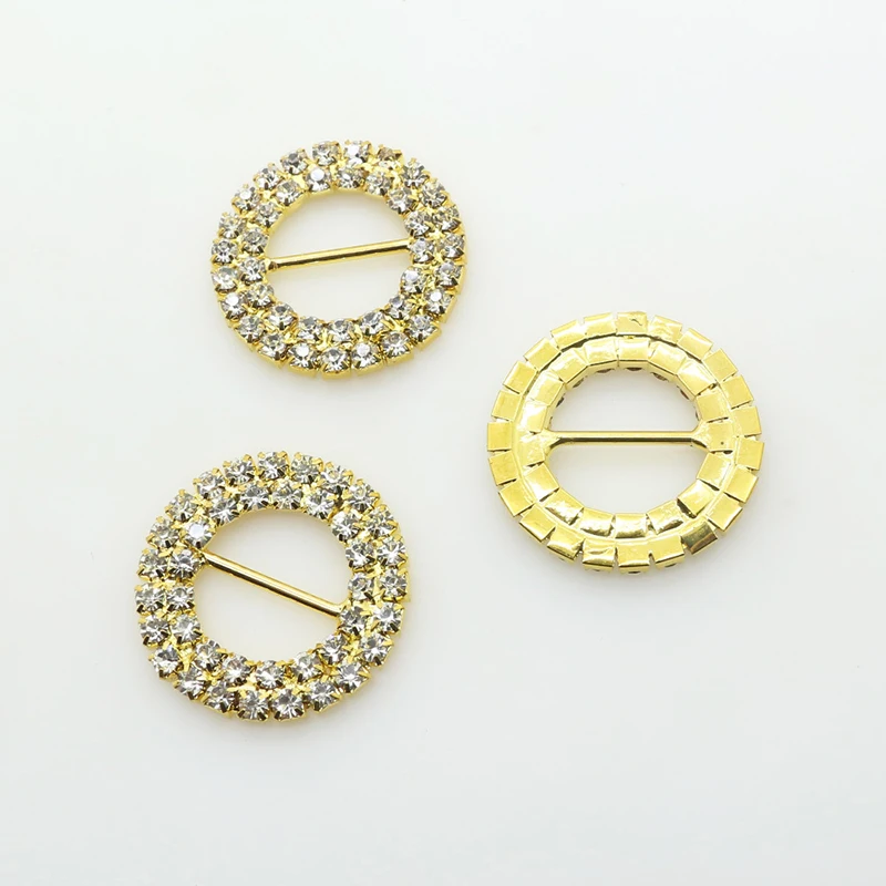 ZMASEY 10pcs/lot 26mm Metal Diamond Buckle Wedding Supply Decoration Invitation Round Shape Rhinestone Buckles Factory