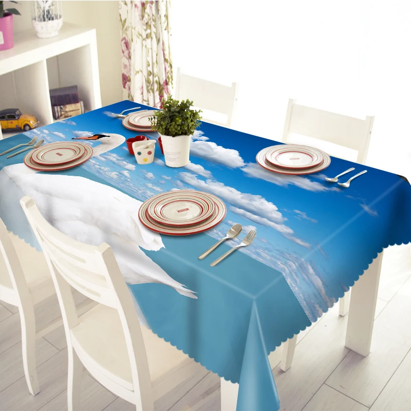 Waterproof Rectangular and Round 3D Tablecloth, Wedding Table Cloth, Merry Christmas, Sea Beach, Blue Sky Pattern, Thicken Cloth
