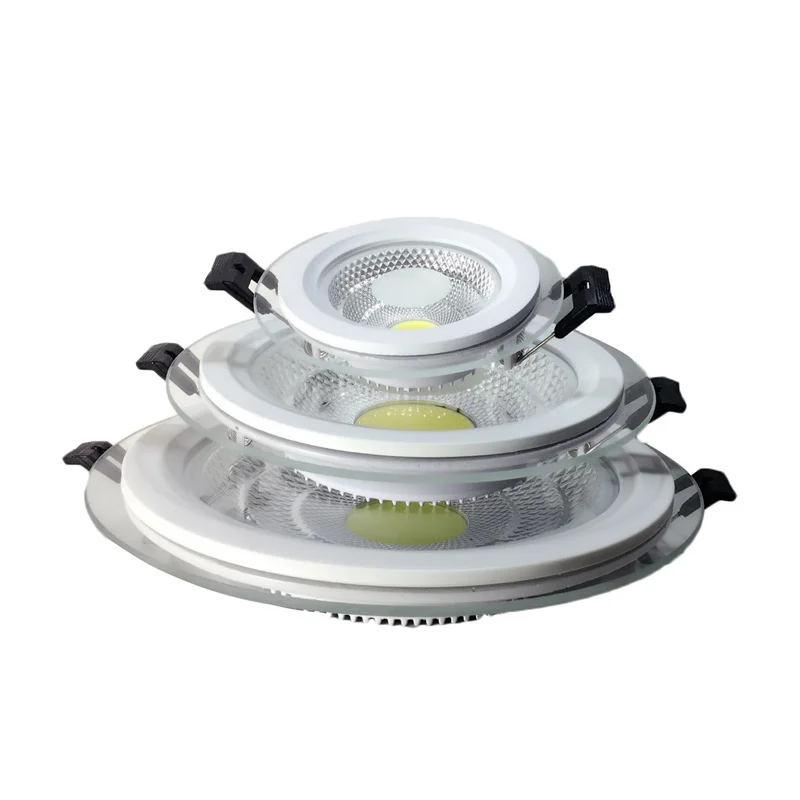 Nowy projekt COB LED typu Downlight 25W szkło LED oświetlenie panelowe sufitowe wpuszczone oświetlenie lampa reflektor LED AC85-265V ze sterownikiem