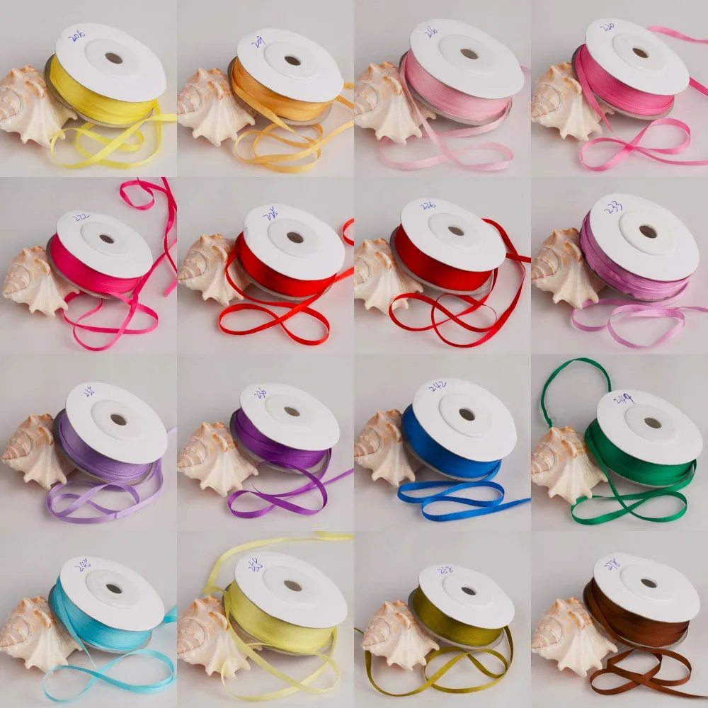 10m/roll 4mm Wide 100% Real Pure Silk Ribbon for Embroidery and Handcraft Project Woven Double Face Taffeta