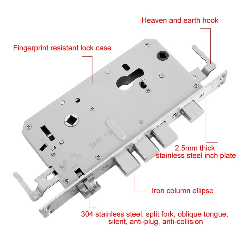 6068 Intelligent fingerprint lock body panel size 24*240 stainless steel body for Security door lock smart Lock