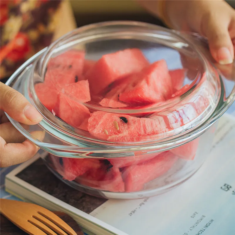 Transparent Toughened Glass Bowl, Nordic Bowls, Eco-friendly Pot, Modern Stockpot, Christmas Bowls, Fruit Container, Crisper