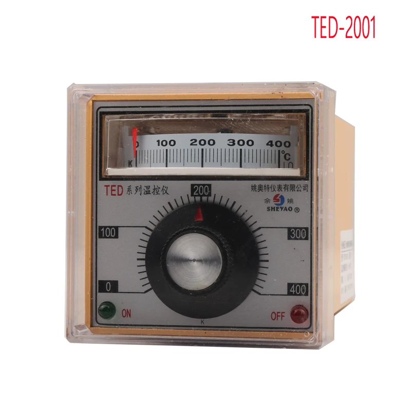 TED-2001 0-400℃ Pointer Display Temperature Controller - 220V/380V K Type Thermostat Rotating Button Regulator for Industry