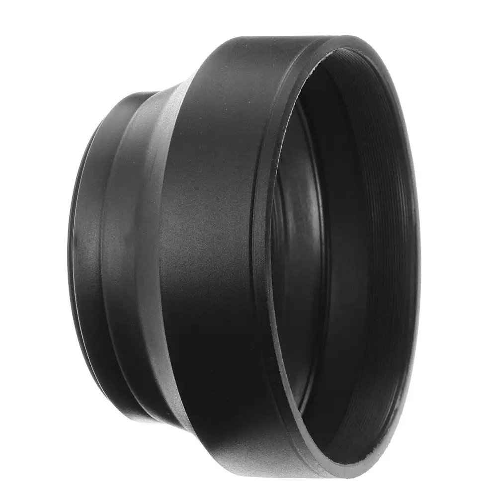 49-77mm 3 Stage Collapsible Rubber Lens Hood Sun Shade for Canon Nikon Sony Camera 49/52/55/58/62/67/72/77MM Universal