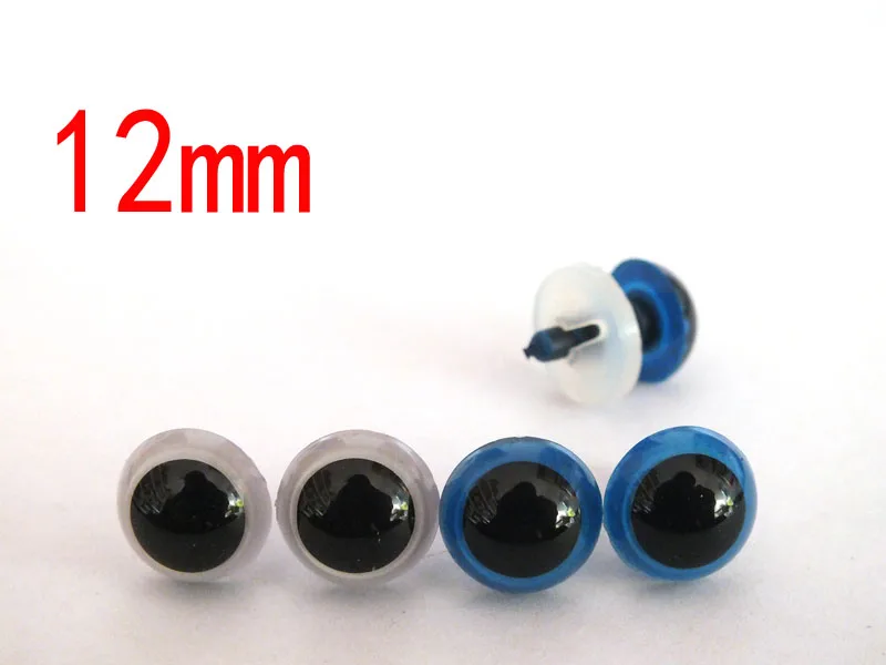 ¡Envío gratis! Ojos de seguridad de plástico para muñeca, lote de 40 unidades, 12mm, Blanco/azul