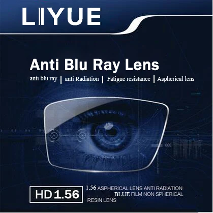 LIYUE index 1.56 aspheric Anti Blu-ray lens anti rediation myopia lens computer lenses resin Fatigue resistance lens Goggles