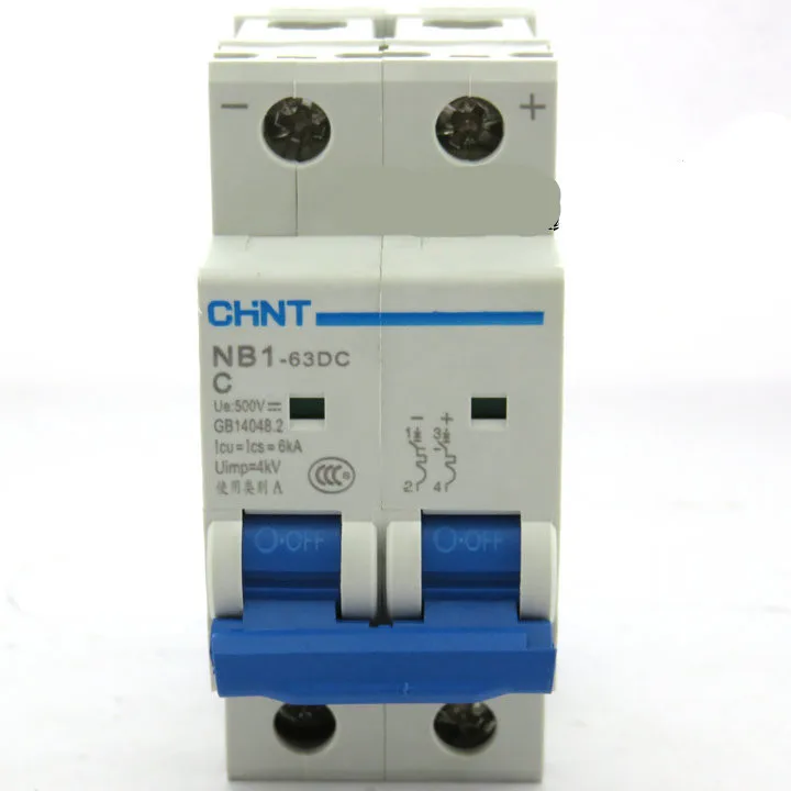 DC500V  2Pole 60Amp  6KA CHNT NB1-63 DC MCB  Circuit breaker for solar photovoltaic