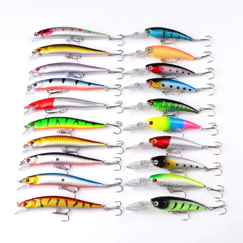 Hard lure New 20 pcs minnow fishing bass fresh salt water Japan sea 3D eye care products wobbler tackle bait Pesca