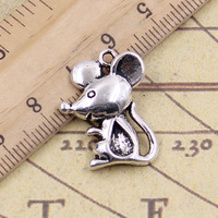 15pcs Charms Mouse 24x18mm Tibetan Bronze Silver Color Pendants Crafts Making Findings Handmade Antique Jewelry DIY