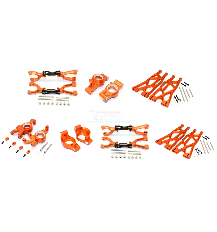 GPM Juego de brazo Kncukle de buje C de brazo inferior superior delantero y trasero de aluminio para 1/5 Traxxas X-maxx 6s 8s