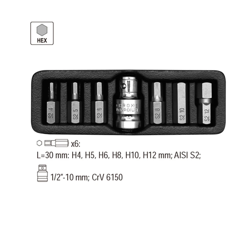 Imagem -02 - Parafusadeira Hexagonal de Impacto para Trabalho Pesado em 30 mm de Comprimento 10 mm Conjunto com Adaptador para Soquete de Drive de Polegadas h4 h5 h6 h8 H10 H12