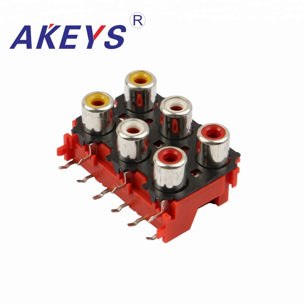 

2 шт AV6-8.4-13 RCA разъем lotus 6-отверстие 9-контактный боковой штекер, разъем интерфейса аудиовхода, разъем AV same core