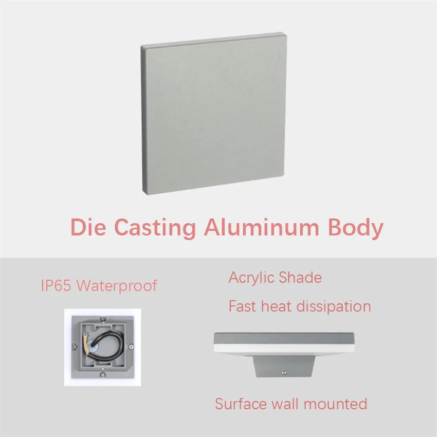 LED Outdoor Waterproof Wall Light Square LED Garden Wall Lamp Aisle Light Exterior Wall Balcony Corridor Aluminum Lighting NR21