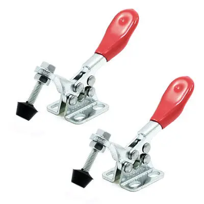 2pcs Red Grip Horizontal Metal Toggle Clamp Tool 27Kg 60 Lbs 201A