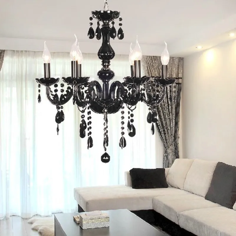 Modern crystal chandelier light fixtures ceiling lustre para quarto Black Led Crystal Chandelier For Living room Bedroom Kitchen