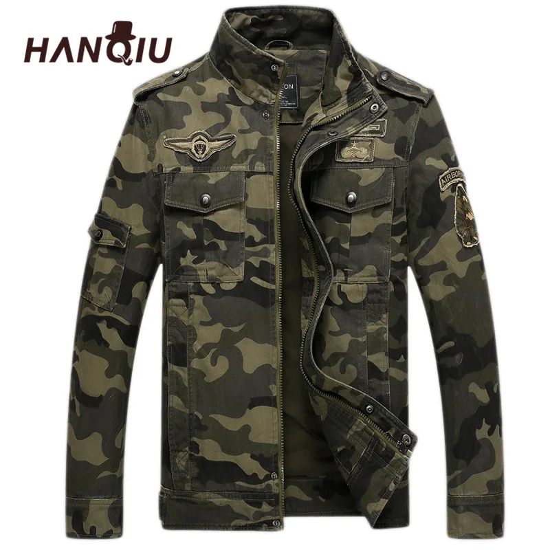 

HANQIU Brand Camo Bomber Jacket Men 2024 Autumn Camouflage Coat Army Military Windbreake Camo Male Jacket Jaqueta Masculino