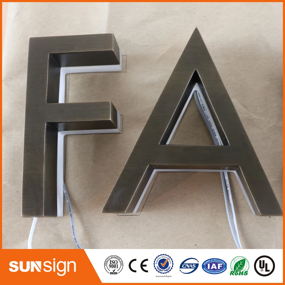 Factory Outlet Stainless steel backlit led letter signs in store