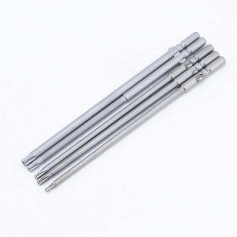 6pcs 802 6mm Round Shank Magnetic Torx Screwdriver Bits Electric Screwdriver Head 150mm Length T8 T10 T15 T20 T25 T30 With hole