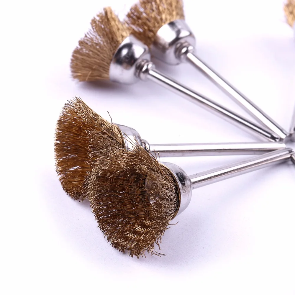 20 PCS Wire Polishing Wheel Brushes Brass Brush 3mm Shank Cup Brush For Dremel Rotary Tools Accessories Metal Rust Removal Tool