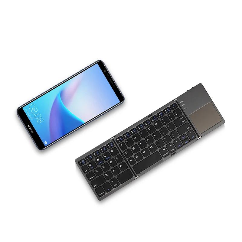 Keyboard Bluetooth Nirkabel Lipat Tiga untuk Huawei P10 P9 P8 P7 P6 Honor Mate 10 Mate10 8 9 P 7 6 5 Plus Casing Ponsel Pro