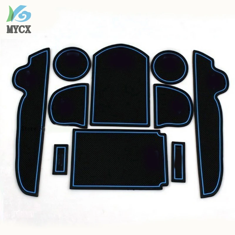 Blue line Silica Gel Door Gate Slot Mat Teacup Pad,Non-Slip Pads for toyota RAV4 RAVB 4 2006-2012 10pcs