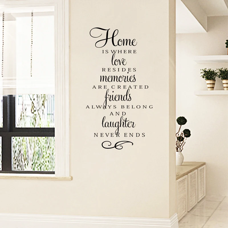 Wall Quote Stickers Home Decor - Home Is Where Love Resides...Modern Wall Art Vinyl Decal Stickers