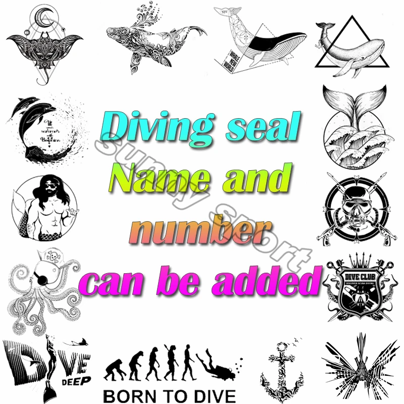 Use for Diving diary Diving seal  divemaster DM Diver use Cartoon marine biological pattern Name Diving padi number may be added