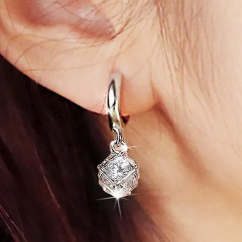 New Arrival Hot Sell Fashion Shiny Crystal 925 Silver Needle Ladies Stud Earrings Jewelry Gift Wholesale No Fade Women