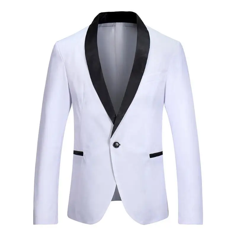 

2019 Fashion Casual Men Costume Blazer Korea Business Jacket White Slim Fit Jacket Suit Blazer Jacket Stylish Men Elegant Blazer