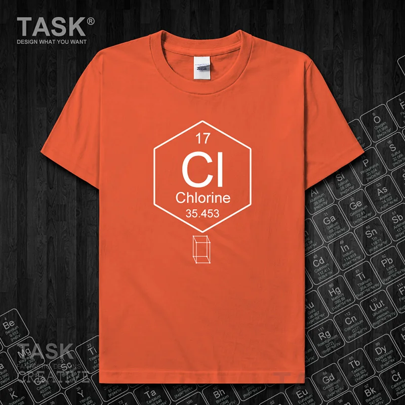 Periodic Table 17 Cl T-Shirt Chemical Elements Chlorine Mens T shirt summer Fashion Letter Printed Tee Shirt  Men'S Casual tops