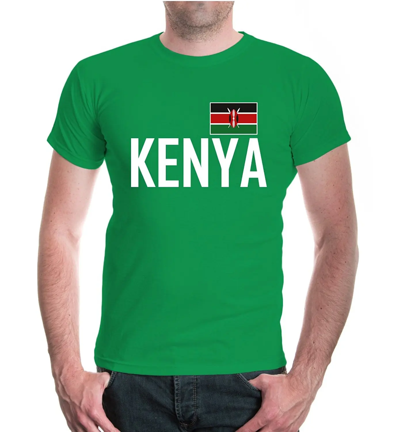 2018 Summer T Shirt Men O-Neck Tee Shirt Kenya  Flag Footballer Dress T-Shirt